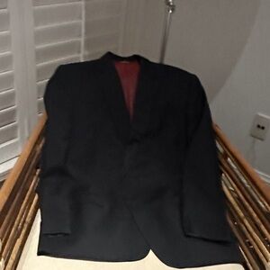 Men's Black Blazer with Contrasting Red Lining